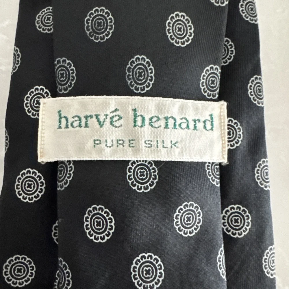 VTG Men's Harve Benard Print Silk Tie - Picture 3 of 4